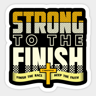 Strong to the Finish Bible Verse Christian Cross Sticker